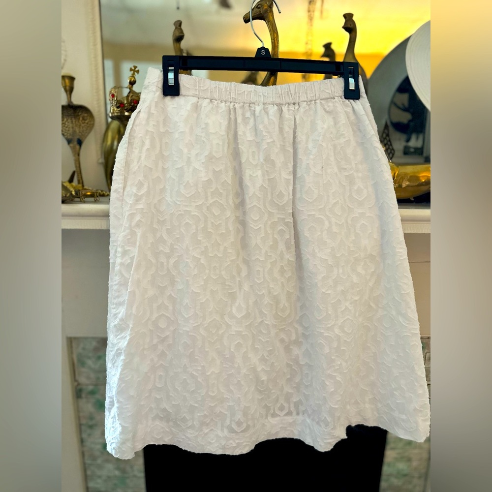 J. Crew White textured skirt